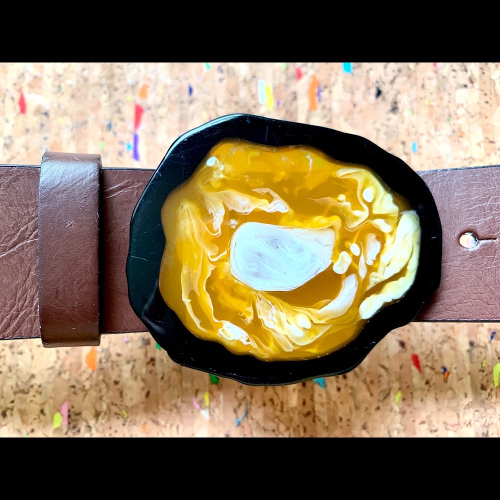 ANOTHER LINE Wide Belt Yellow Geode Buckle - Picture 2 of 5